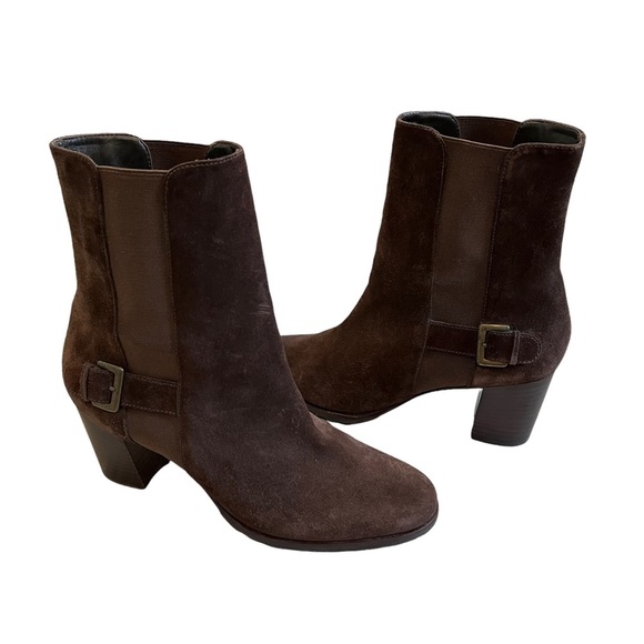 Cole Haan D25458 Callan Brown Suede Mid Calf Boots - Picture 1 of 13